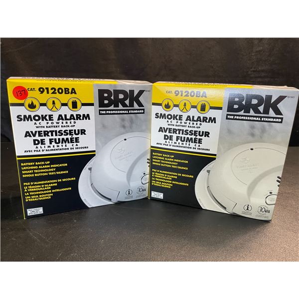 2 BRK 9120BA Hardwired Smoke Alarms with Battery Backup - Brand New!