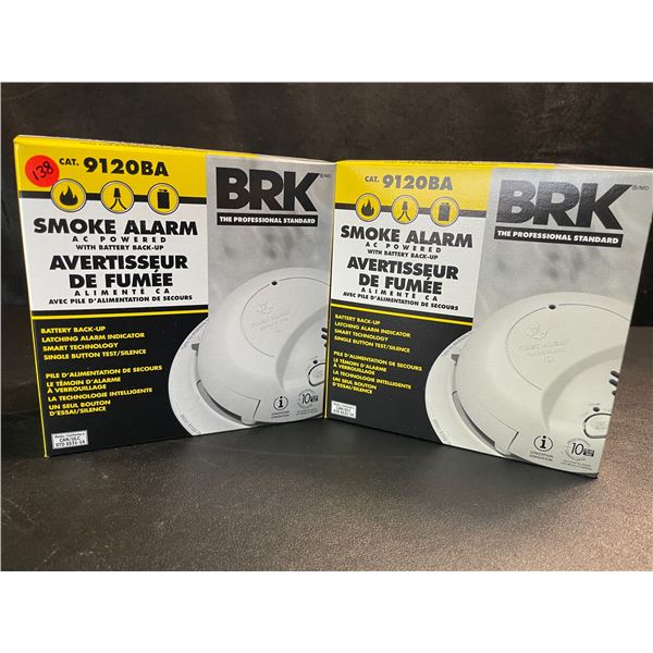 2 BRK 9120BA Hardwired Smoke Alarms with Battery Backup - Brand New!