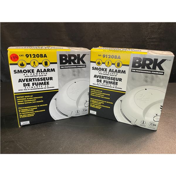 2 BRK 9120BA Hardwired Smoke Alarms with Battery Backup - Brand New!