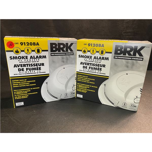 2 BRK 9120BA Hardwired Smoke Alarms with Battery Backup - Brand New!