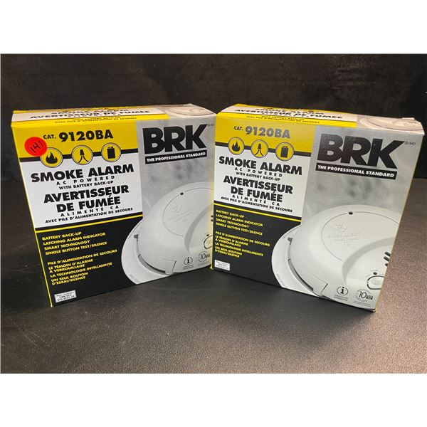 2 BRK 9120BA Hardwired Smoke Alarms with Battery Backup - Brand New!