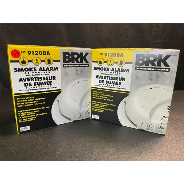 2 BRK 9120BA Hardwired Smoke Alarms with Battery Backup - Brand New!