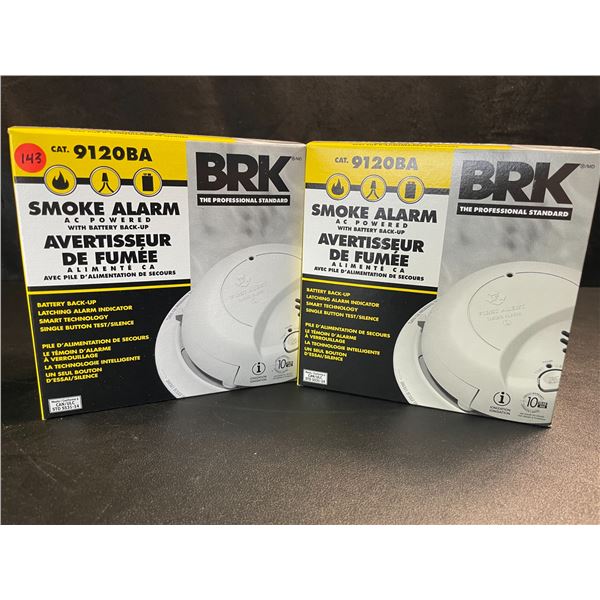 2 BRK 9120BA Hardwired Smoke Alarms with Battery Backup - Brand New!