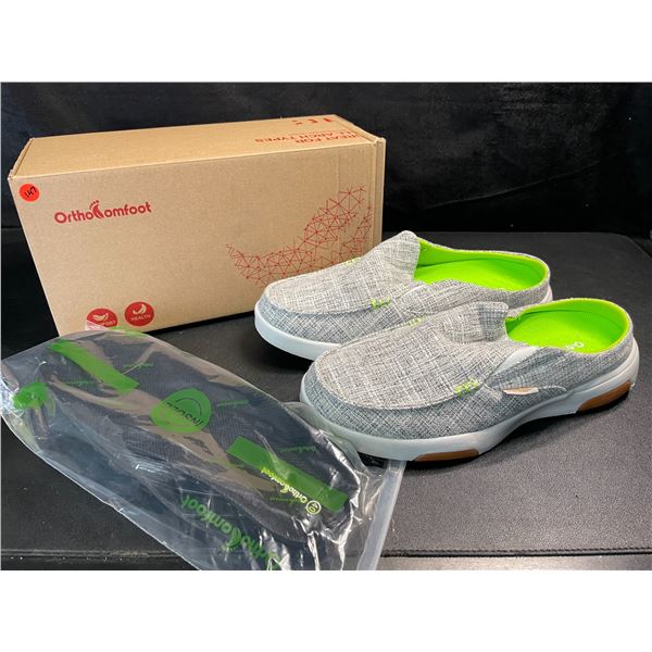 1 Pair of Orthotic Women's Slip-On Shoes - Size 40 (9/9.5) - Grey/Lime - New in Box