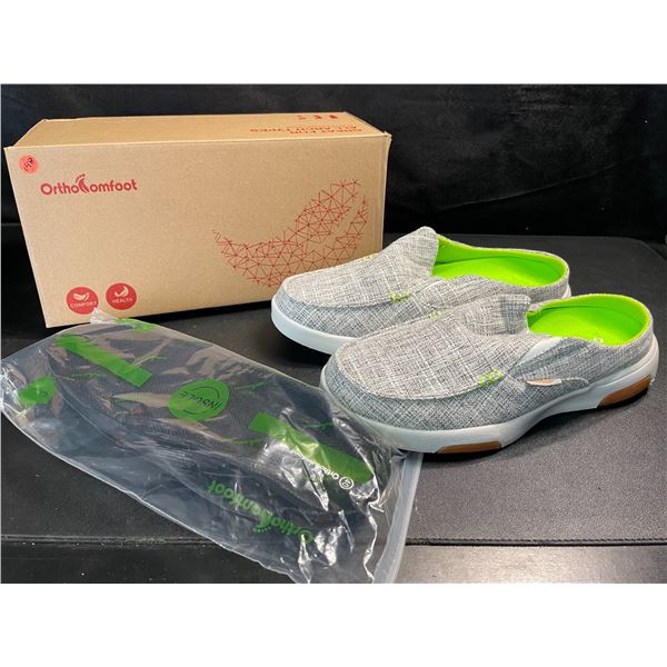 1 Pair of Orthotic Women's Slip-On Shoes - Size 40 (9/9.5) - Grey/Lime - New in Box