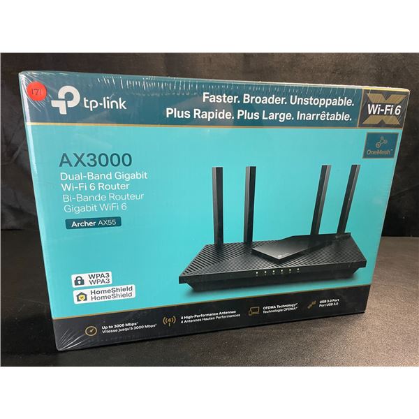 1 TP-Link AX3000 Dual-Band Gigabit Wi-Fi 6 Smart Router (Archer AX55) - New Sealed!