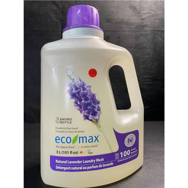 1 Jug of EcoMax Powerful & Plant-Based Natural Lavender Laundry Wash - 3L/100 Loads - New
