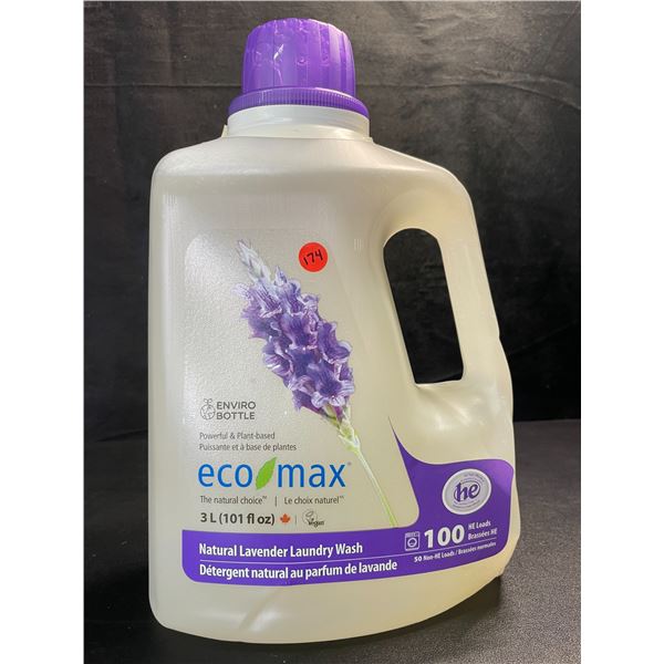 1 Jug of EcoMax Powerful & Plant-Based Natural Lavender Laundry Wash - 3L/100 Loads - New