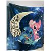 Image 1 : 1 Lilo & Stitch "I Love You to the Moon & Back" Blanket - 50 x 60" Size - New