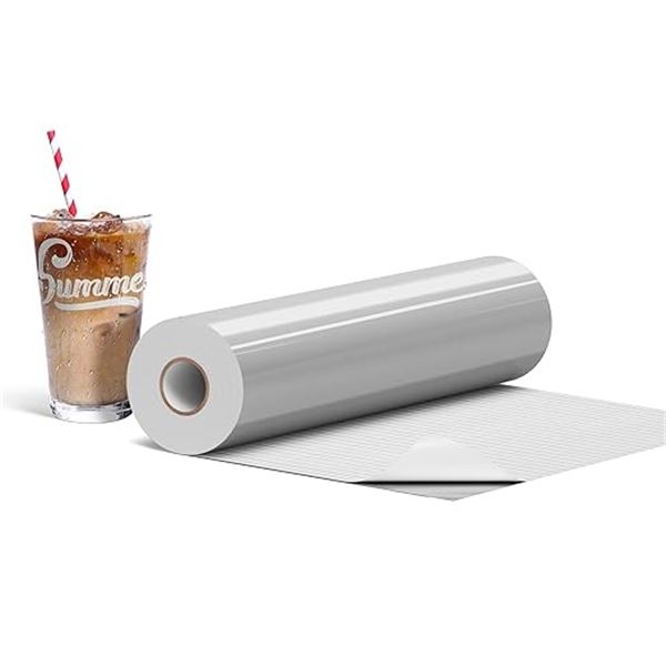 2 Large Rolls of Grey Adhesive Permanent Vinyl - 12" x 15FT Rolls - For DIY Crafts/Decor - New