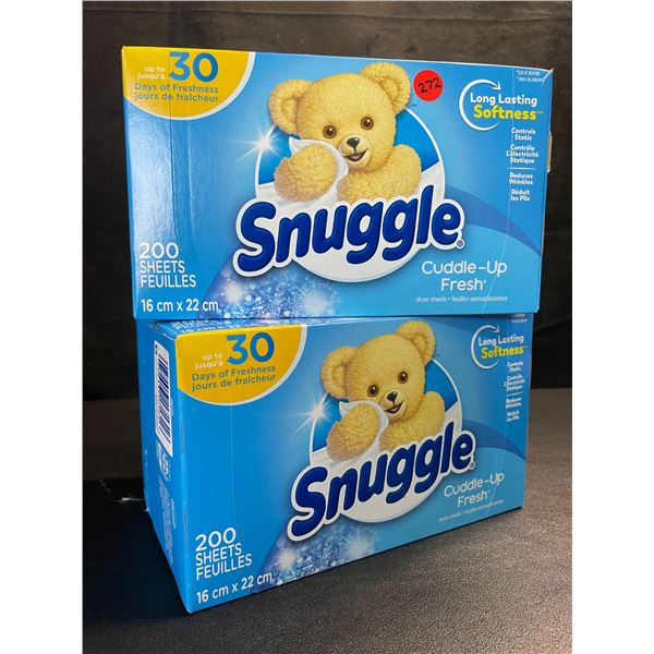 2 Boxes of Snuggle Cuddle-Up Fresh Dryer Sheets - 200 Sheets Per Box - New Sealed