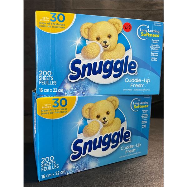 2 Boxes of Snuggle Cuddle-Up Fresh Dryer Sheets - 200 Sheets Per Box - New Sealed