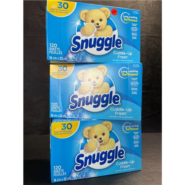 3 Boxes of Snuggle Cuddle-Up Fresh Dryer Sheets - 120 Sheets Per Box - New Sealed