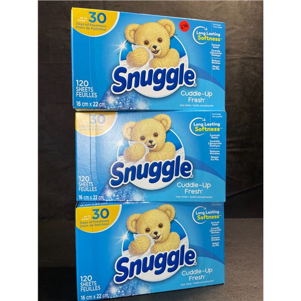 3 Boxes of Snuggle Cuddle-Up Fresh Dryer Sheets - 120 Sheets Per Box - New Sealed