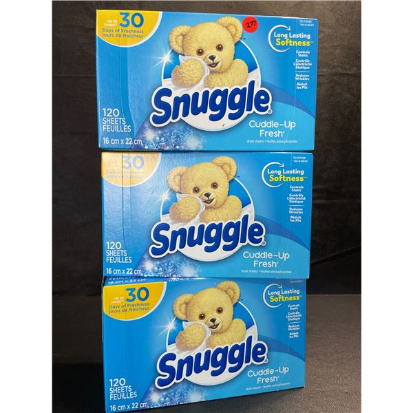3 Boxes of Snuggle Cuddle-Up Fresh Dryer Sheets - 120 Sheets Per Box - New Sealed