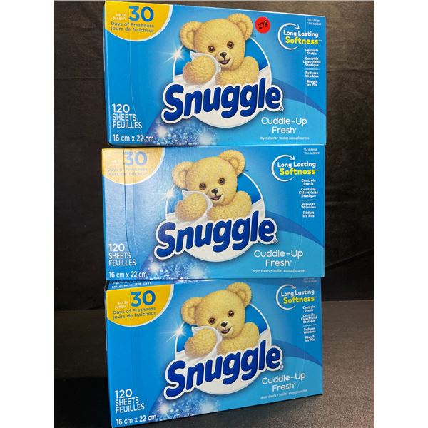 3 Boxes of Snuggle Cuddle-Up Fresh Dryer Sheets - 120 Sheets Per Box - New Sealed