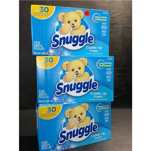 3 Boxes of Snuggle Cuddle-Up Fresh Dryer Sheets - 120 Sheets Per Box - New Sealed