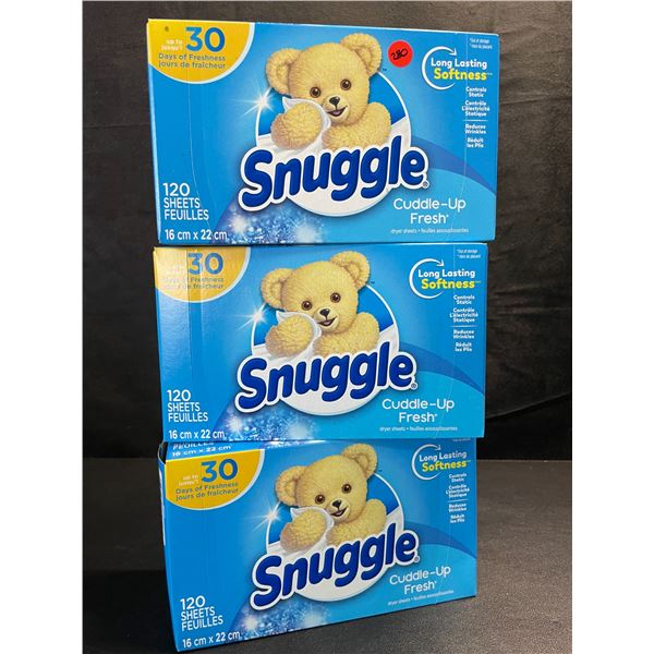 3 Boxes of Snuggle Cuddle-Up Fresh Dryer Sheets - 120 Sheets Per Box - New Sealed