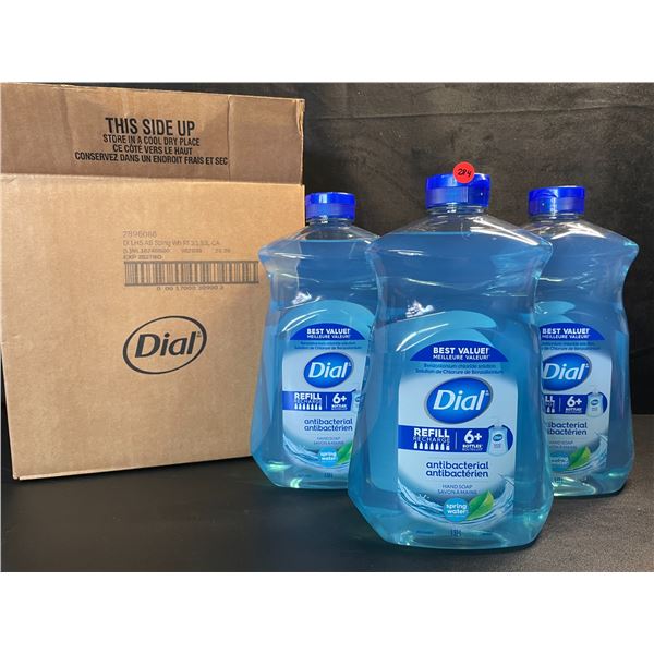 Box of 3 Large Bottles of Dial Antibacterial Hand Soap - Spring Water Scent - 1.53L Each - New