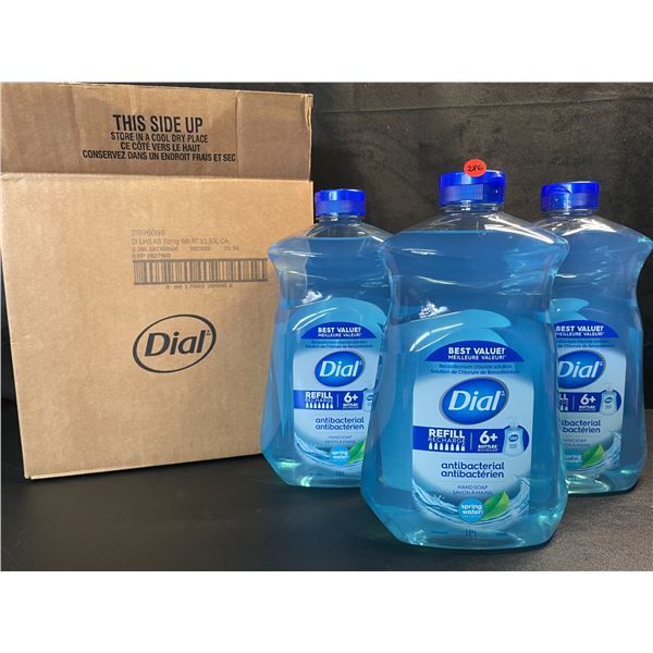 Box of 3 Large Bottles of Dial Antibacterial Hand Soap - Spring Water Scent - 1.53L Each - New