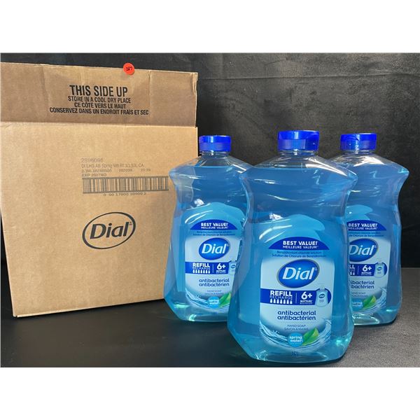 Box of 3 Large Bottles of Dial Antibacterial Hand Soap - Spring Water Scent - 1.53L Each - New