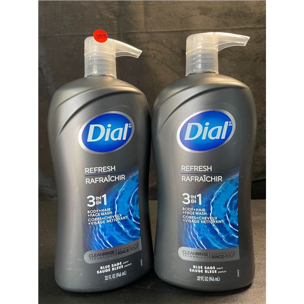 2 Dial Refresh 3in1 Body Wash - Blue Sage Scent - 946ml Each (Large Pump-Action Bottles) - New
