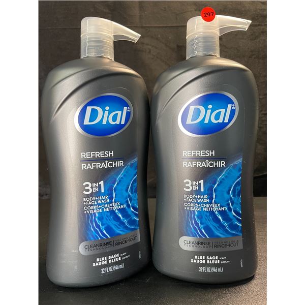2 Dial Refresh 3in1 Body Wash - Blue Sage Scent - 946ml Each (Large Pump-Action Bottles) - New