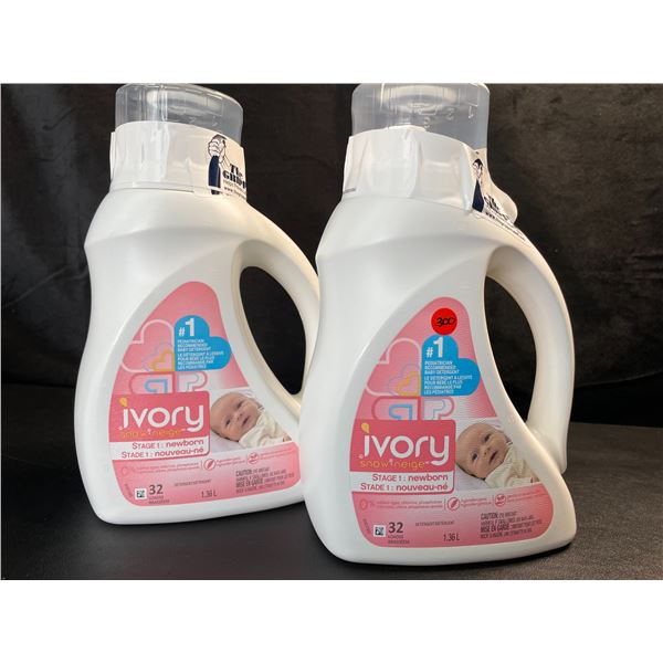 2 Jugs of Ivory Snow Newborn Hypoallergenic Laundry Detergent - 1.36L Each - New