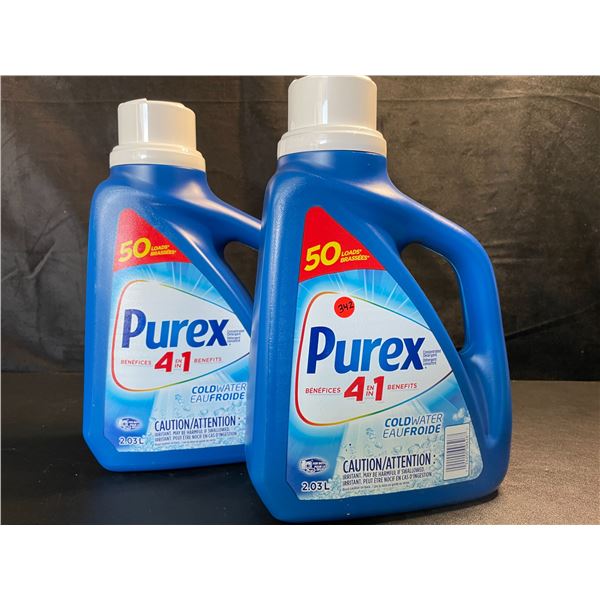 2 Bottles of Purex Cold Water Liquid Laundry Detergent - 2.03L (50 Loads) Each - New