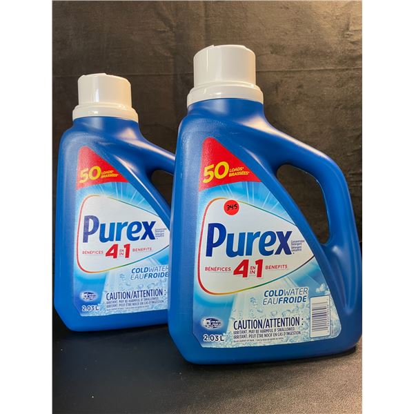 2 Bottles of Purex Cold Water Liquid Laundry Detergent - 2.03L (50 Loads) Each - New