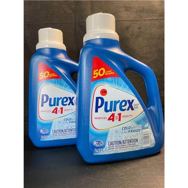 2 Bottles of Purex Cold Water Liquid Laundry Detergent - 2.03L (50 Loads) Each - New