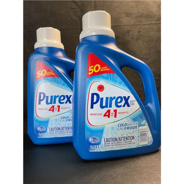 2 Bottles of Purex Cold Water Liquid Laundry Detergent - 2.03L (50 Loads) Each - New