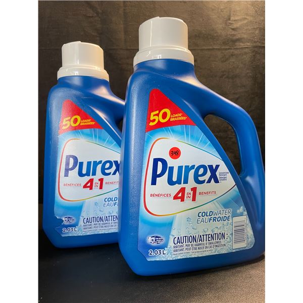 2 Bottles of Purex Cold Water Liquid Laundry Detergent - 2.03L (50 Loads) Each - New