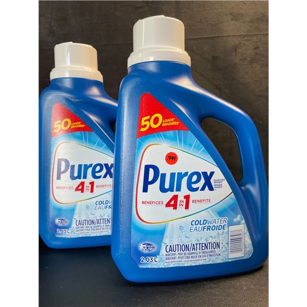 2 Bottles of Purex Cold Water Liquid Laundry Detergent - 2.03L (50 Loads) Each - New