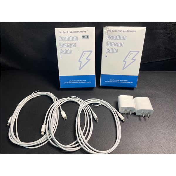 2 Boxes of iPhone Fast-Charging Cables (Type-C to Lightning); 3 Cords & 2 Wall Blocks Per Box! New
