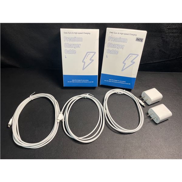 2 Boxes of iPhone Fast-Charging Cables (Type-C to Lightning); 3 Cords & 2 Wall Blocks Per Box! New