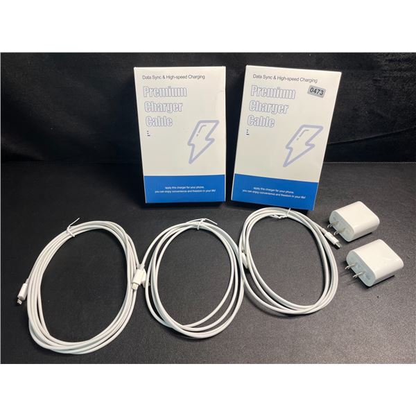 2 Boxes of iPhone Fast-Charging Cables (Type-C to Lightning); 3 Cords & 2 Wall Blocks Per Box! New