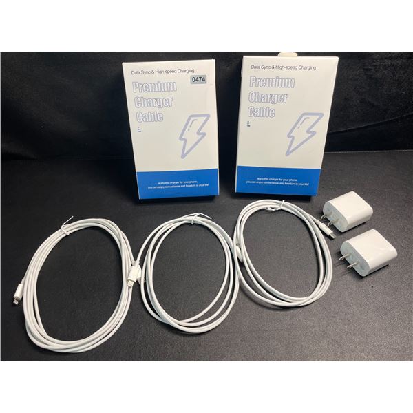 2 Boxes of iPhone Fast-Charging Cables (Type-C to Lightning); 3 Cords & 2 Wall Blocks Per Box! New