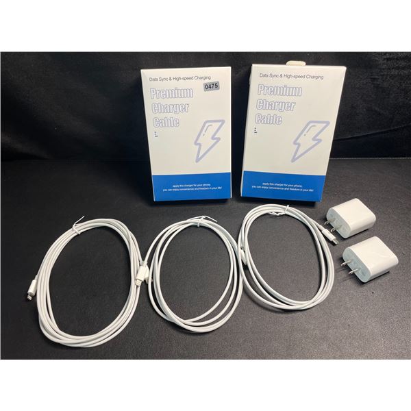 2 Boxes of iPhone Fast-Charging Cables (Type-C to Lightning); 3 Cords & 2 Wall Blocks Per Box! New