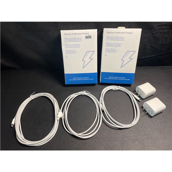 2 Boxes of iPhone Fast-Charging Cables (Type-C to Lightning); 3 Cords & 2 Wall Blocks Per Box! New