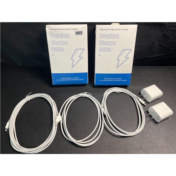 2 Boxes of iPhone Fast-Charging Cables (Type-C to Lightning); 3 Cords & 2 Wall Blocks Per Box! New