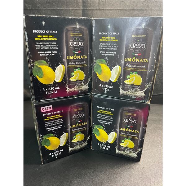 4 Cases of Crodo Limonata Lemon Soda - 4 x 330ml Cans Per Case - New Sealed