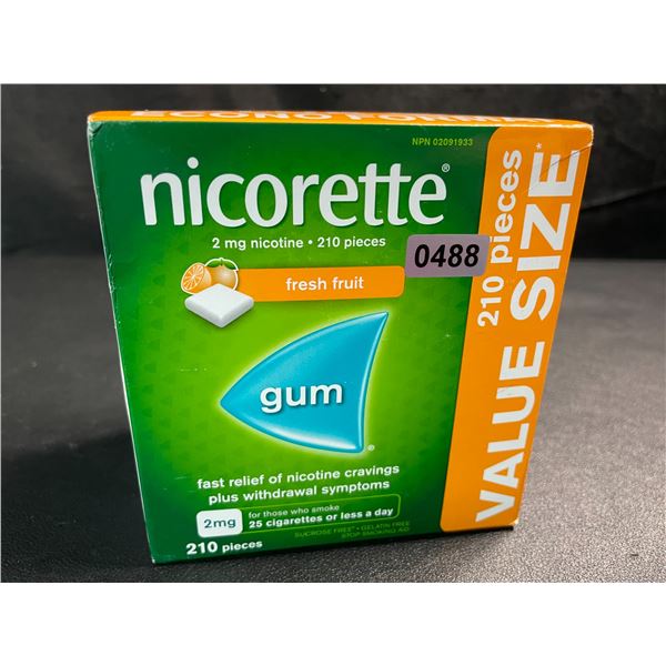 1 Box of Nicorette Nicotine Gum/Quit Smoking Aid - 210 PCS - Fresh Fruit - New Sealed
