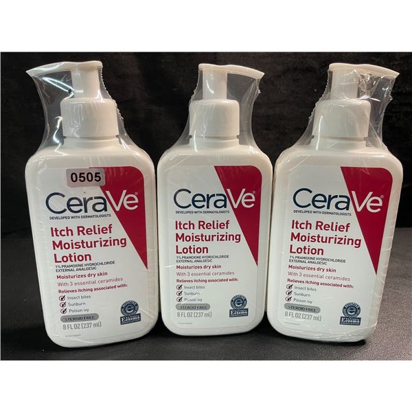 3 CeraVe Itch Relief Moisturizing Lotions - 237ml Each - New Sealed
