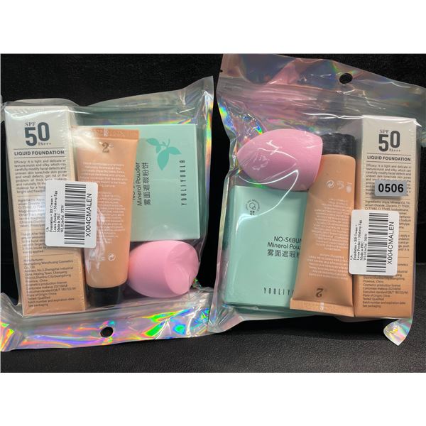 2 Liquid Foundation + BB Cream + Loose Powder + Makeup Sponge Sets - Brand New!