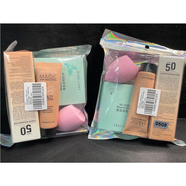 2 Liquid Foundation + BB Cream + Loose Powder + Makeup Sponge Sets - Brand New!