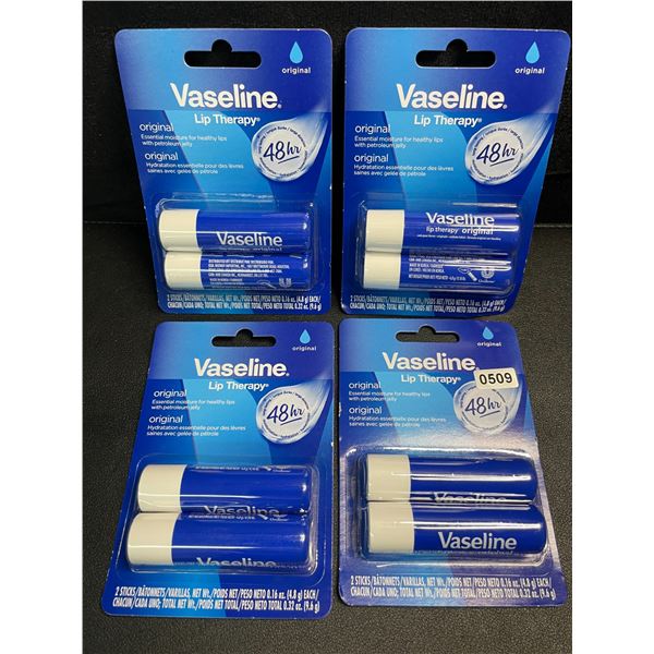 4 Packs of Vaseline Lip Therapy Original Lip Balms - Long-Lasting Moisture - 2 Sticks Each - New