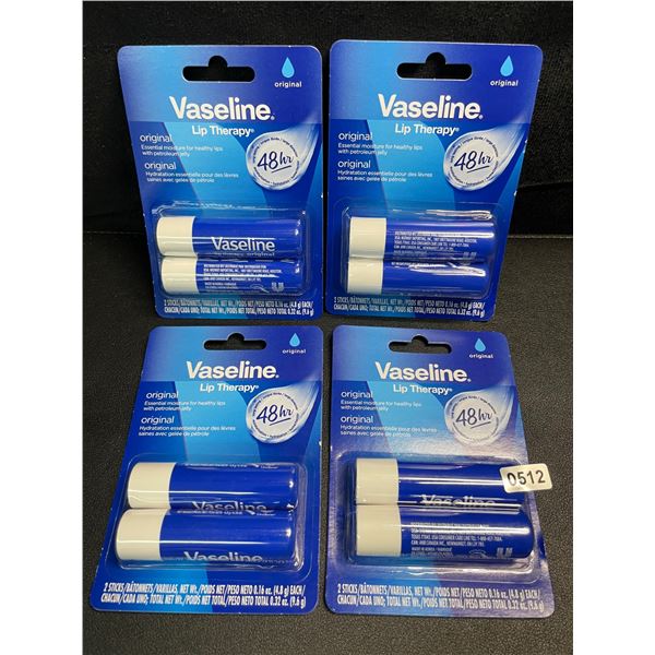4 Packs of Vaseline Lip Therapy Original Lip Balms - Long-Lasting Moisture - 2 Sticks Each - New