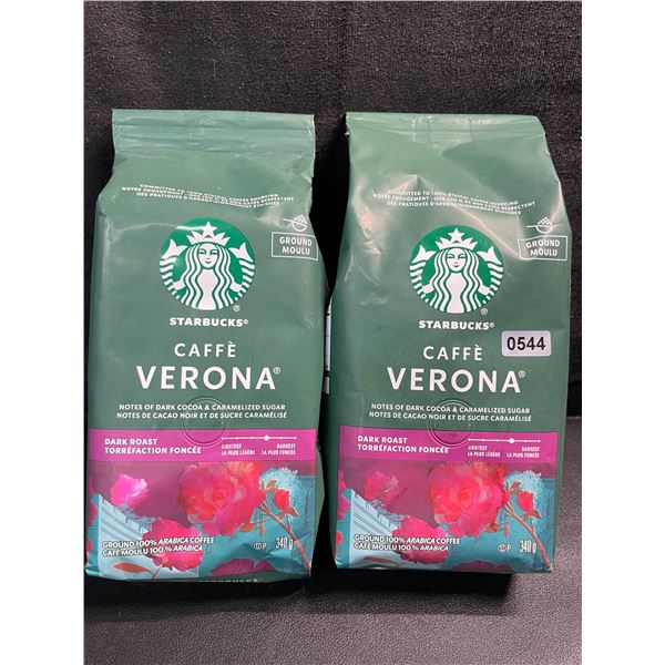 2 Starbucks Caffe Verona Ground Dark Roast Arabica Coffee - 340G Per Bag - New (BB: AU 14/25)