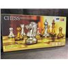 Image 1 : 1 Magnetic & Folding Travel Chess Board Set - Gold/Silver Chess Pieces - New